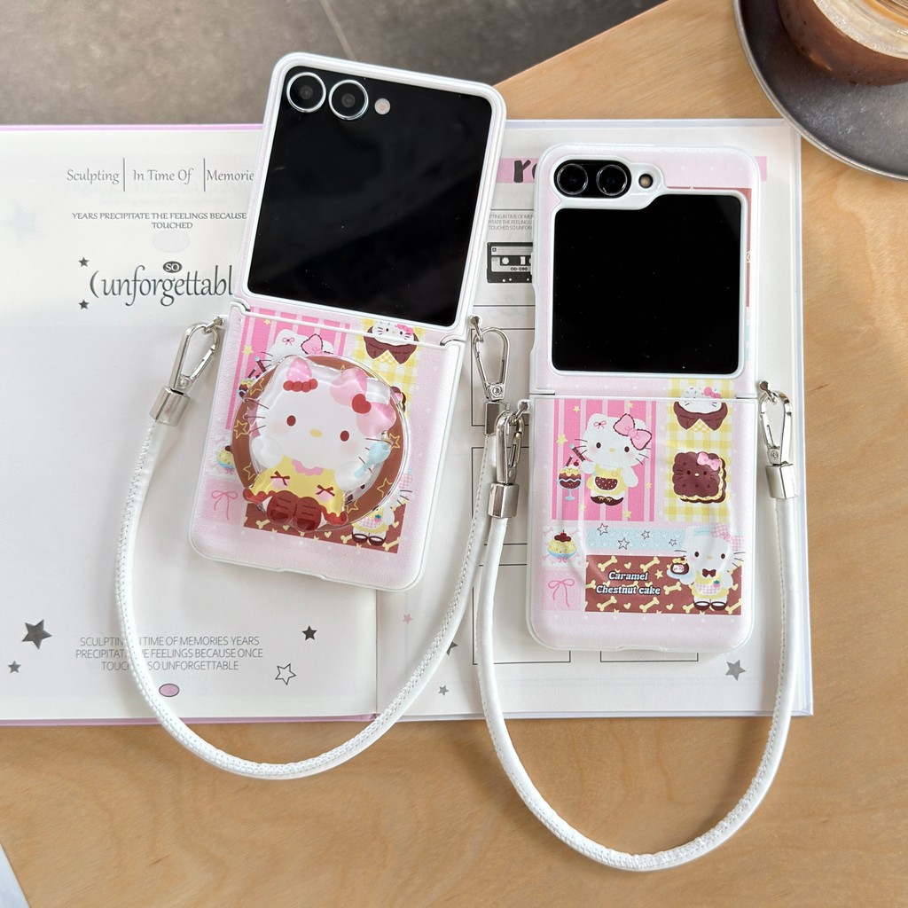 Samsung Galaxy Z Filp7 สําหรับเคสมือถือพับ PuraX ขนมการ์ตูนน่ารัก Kitty วงเล็บดูดแม่เหล็ก n3flip MIX
