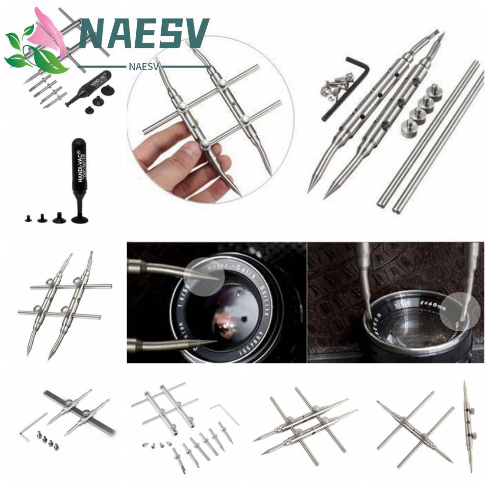 NAESV ประแจเปิดเลนส์กล้อง ประแจหกเหลี่ยม ปรับขนาดได้ ประแจถอด สเตนเลส 25-130 มม. ชุดเครื่องมือซ่อมเลนส์กล้อง