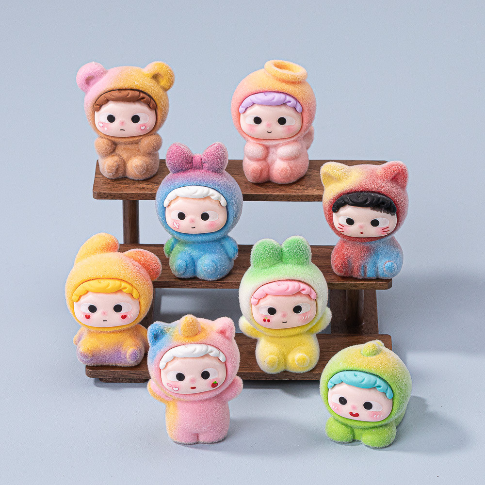 8ชิ้นน่ารักกํามะหยี่ที่มีสีสันสัตว์เด็กเรซิ่นเสน่ห์สําหรับ ทําเอง(15-10)