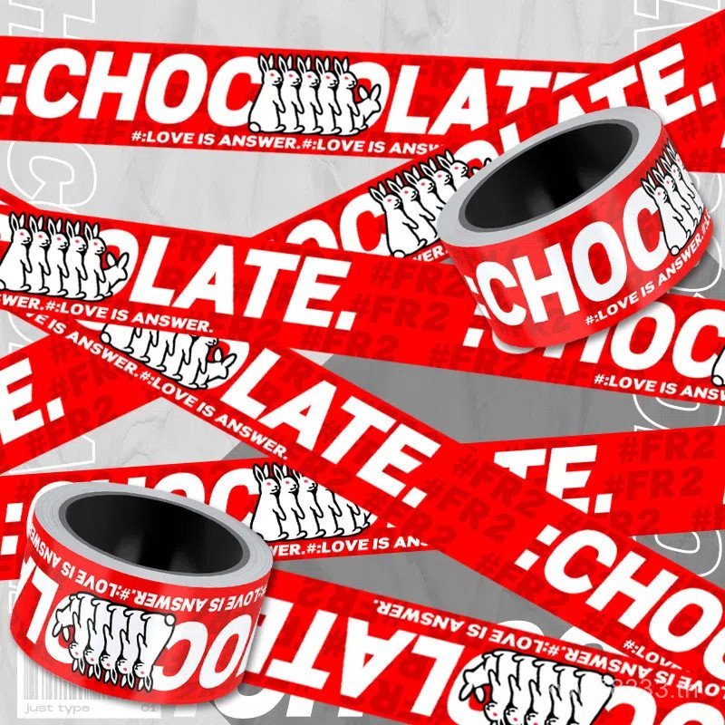 Long Street Wear Red Dirty Rabbit fr2 Tape Sticker: chocolate.Smooth Surface กระเป๋าเดินทางสเก็ตบอร์