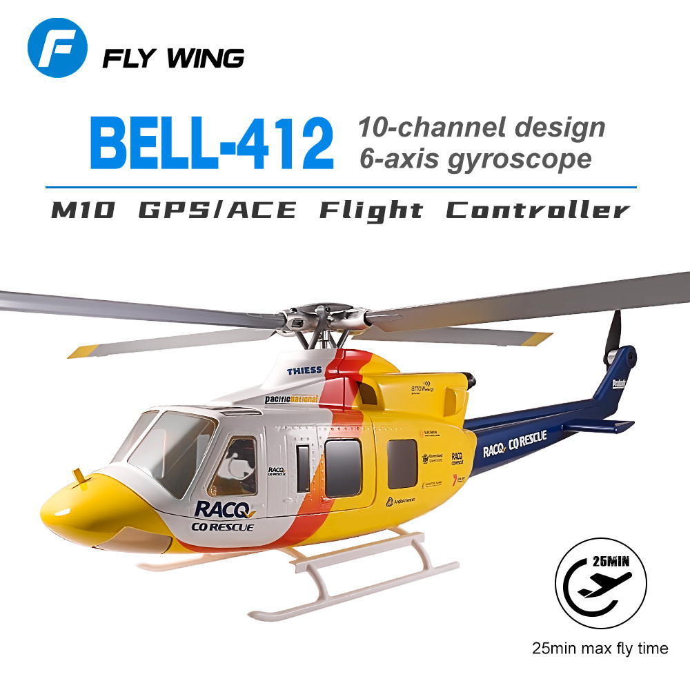 FLYWING Bell 412 scale Helicopter 1:16 6CH helicopter Brushless Motor bell412 rc helicopter 470 size