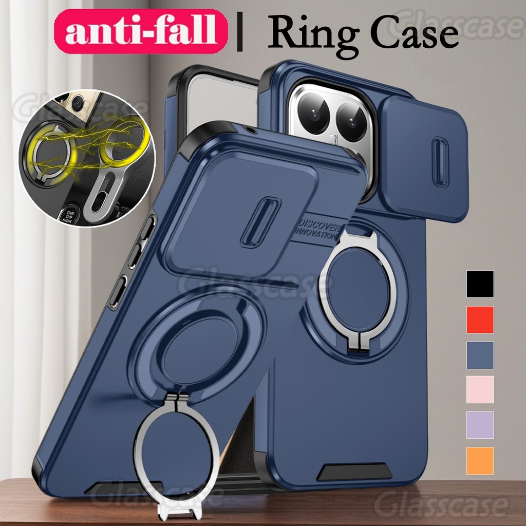 ปลอกสําหรับ Xiaomi 15 T Pro 15T 15TPro T15 Mi15T Pro Mi15TPro 5G 2025 Push กล้องกันกระแทกแหวนเกราะเคสโทรศัพท์วงเล็บโลหะ Stent ปลอกฮาร์ดปกหลัง
