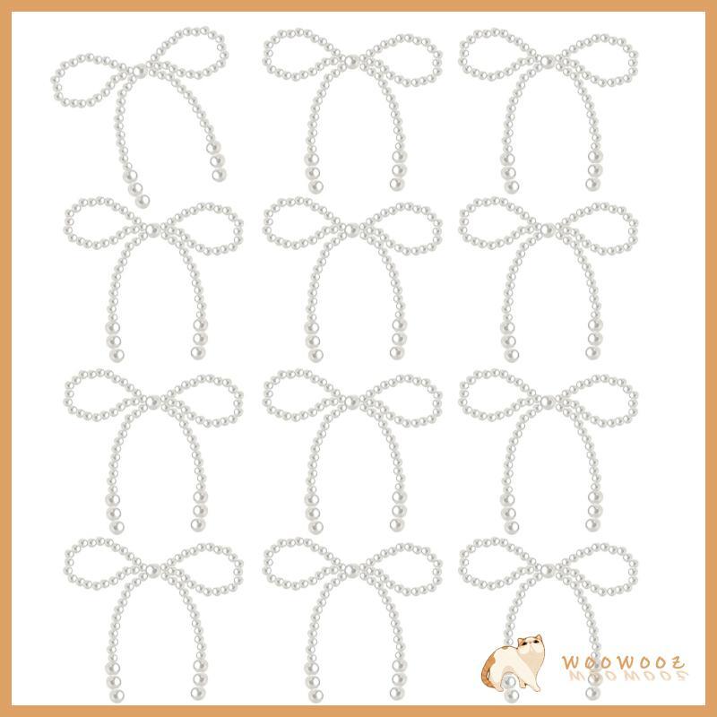 WOW 12 ชิ้นไข่มุก Bowknot เค้กตกแต่ง Toppers เค้กงานแต่งงาน Embellishments สําหรับวันเกิดงานแต่งงานด