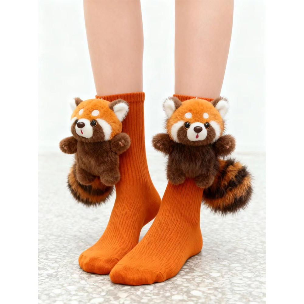 Knitted Crocodile Socks Raccoon Cute Cartoon Funny Animal Sock