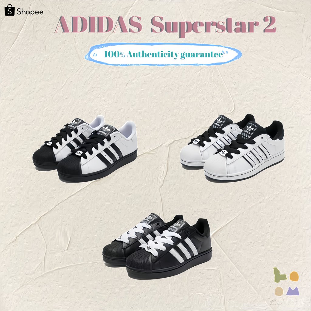 พรีออเดอร์（100% รับประกันของแท้&จากเกาหลี）ADIDAS Superstar 2 รองเท้า (JH5469/JI0124/JI3538) White Bl