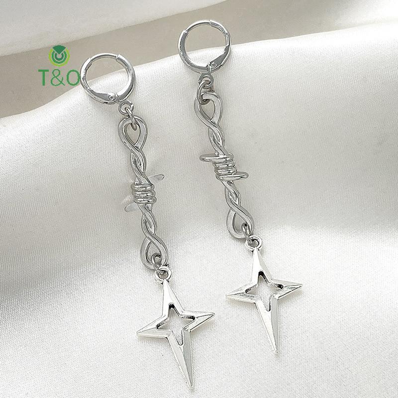 T & O Gothic Punk Thorns Earrings ต่างหูสไตล์ยุค Y2K เหมาะสำหรับคนชอบแฟชั่นปังHip Hop และ Punk