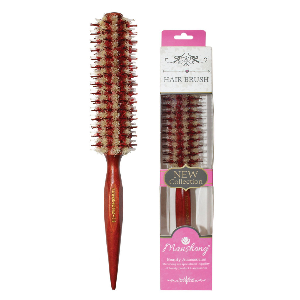 แปรงไดร์กลม 10, 12, 14, 16 แถว ยี่ห้อ Manshong ด้ามไม้ แมนชอง ขนแปรงแน่นไม่หลุดง่าย    สินค้าช่างผมมืออาชีพเลือกใช้