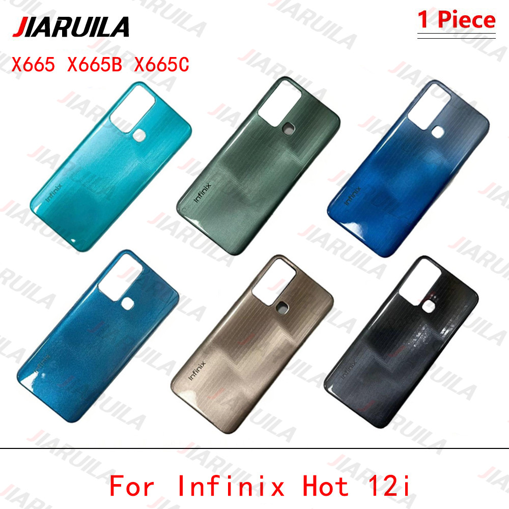 ฝาหลังกระจกด้านหลังสําหรับ Infinix Hot 12i X665 X665B X665C แบตเตอรี่เปลี่ยนที่อยู่อาศัยประตู