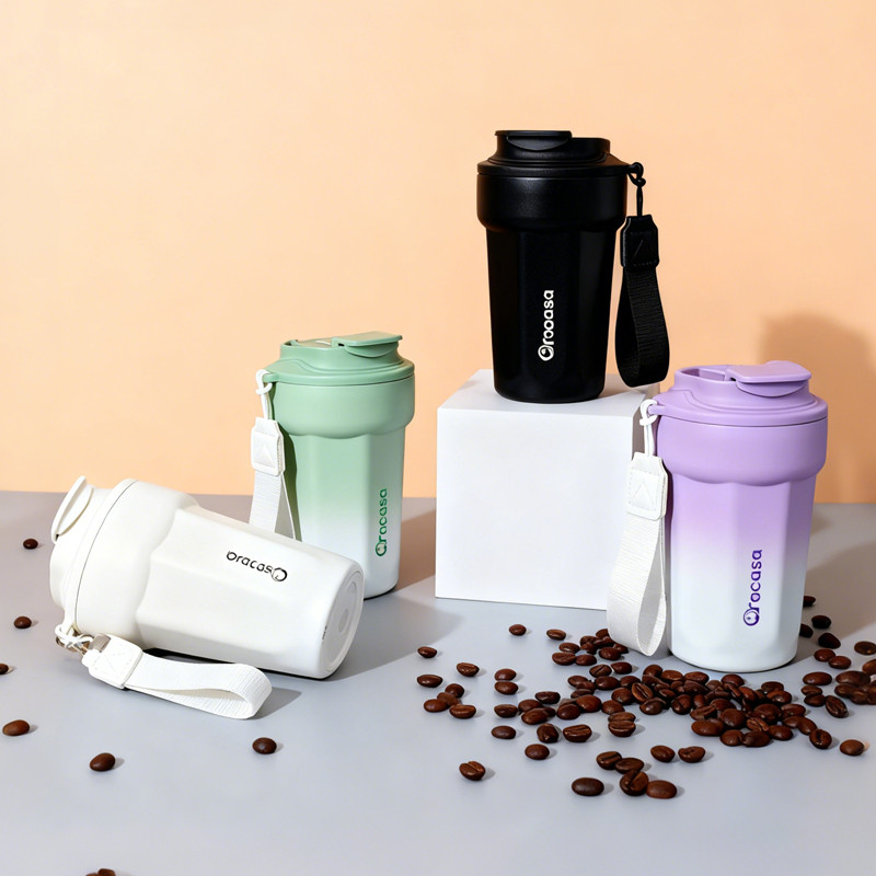 Oracasa 450ML สแตนเลส 316 แก้วกาแฟพกพาสำหรับเล่นกีฬากลางแจ้ง แก้วน้ำพกพาสะดวก แก้วสูญญากาศ