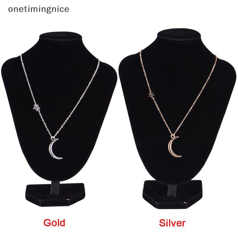 Onetimingnice Moon Star จี้สร้อยคอสร้อยคอสร้อยคอสร้อยคอสร้อยคอเงินยาวผู้หญิงเครื่องประดับ OTN