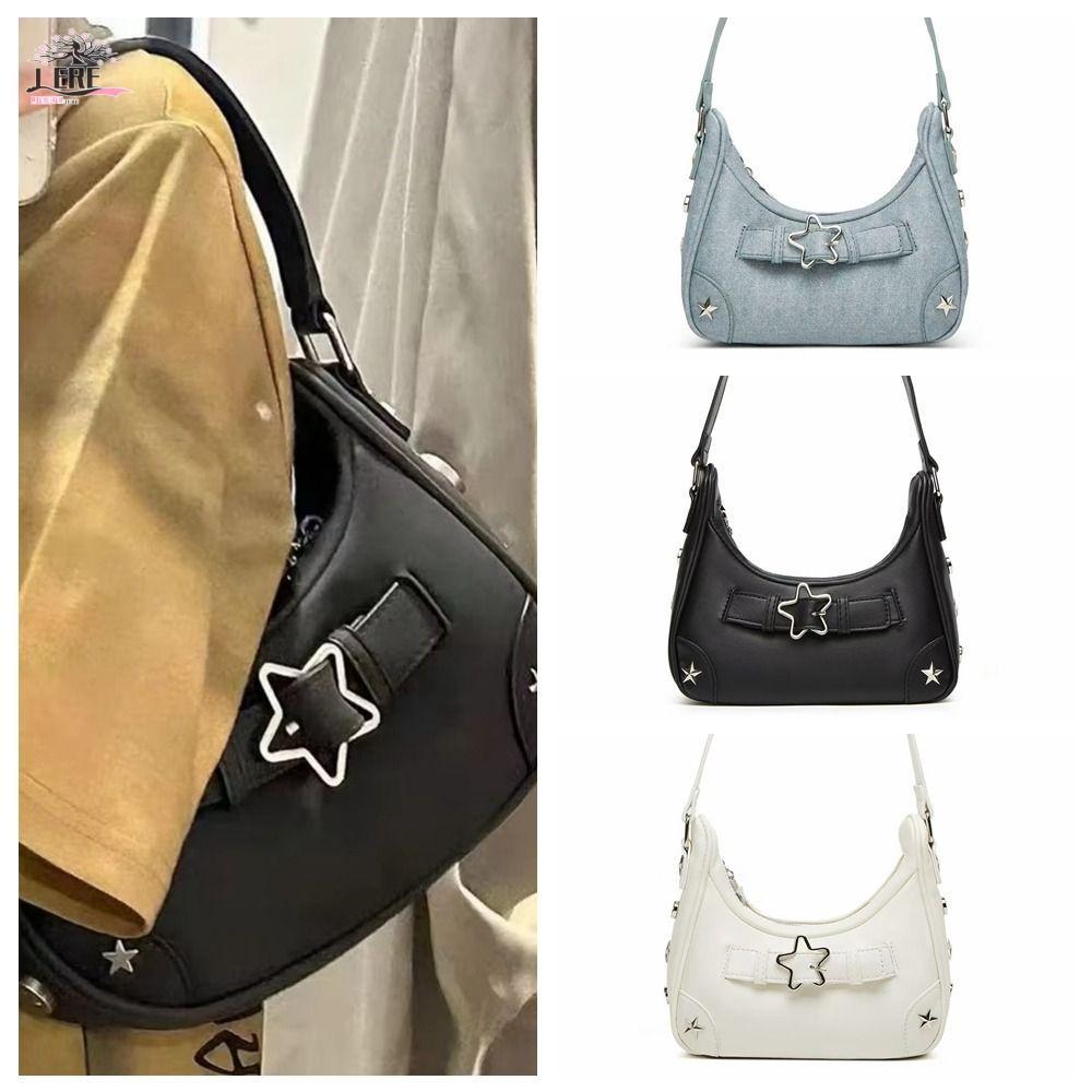 JEREMY1 Star Underarm Bag, Solid Color Y2K Women Hobo Bag, Casual Korean Style Purses Handbag Should