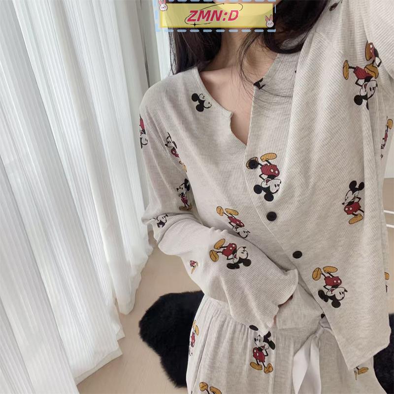 ZMN:D สไตล์ใหม่การ์ตูนโบว์ชุดนอน Four Seasons สุภาพสตรีแขนยาว Sweet Home เสื้อผ้า RRT