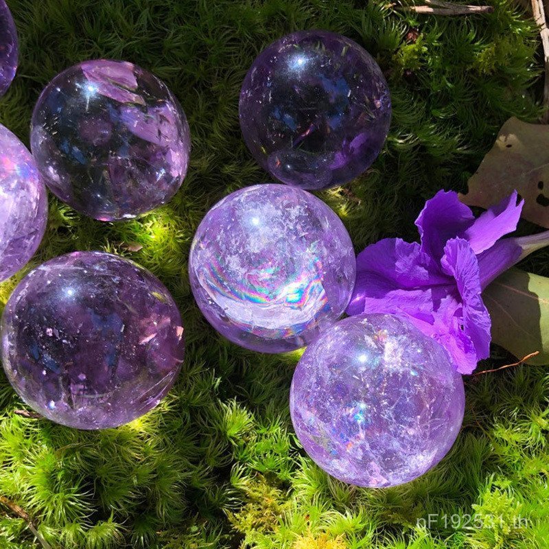 Asai เครื่องประดับหินหยาบคริสตัลบอลอเมทิสต์ธรรมชาติ Stella สีม่วง 0ZOF