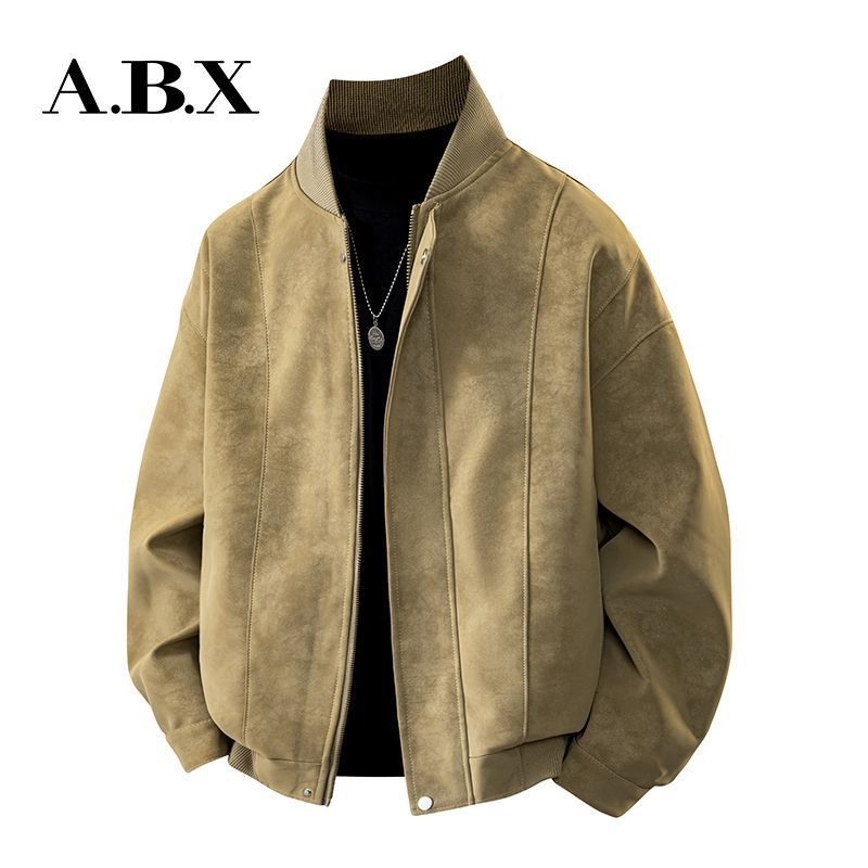 ABX潮牌工装夹克男士春秋季新款美式复古宽松PU皮机车风痞帅外套ABX Trendy Brand Cockwear Jacket Men's Spring and Autumn New20251110