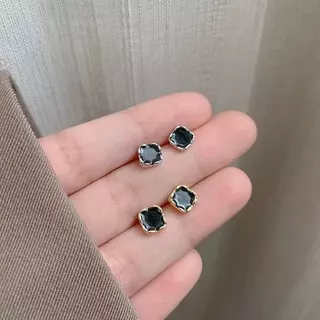 ต่างหูโบว์ไข่มุก เพทายสีดำ สไตล์หรูและซับซ้อน