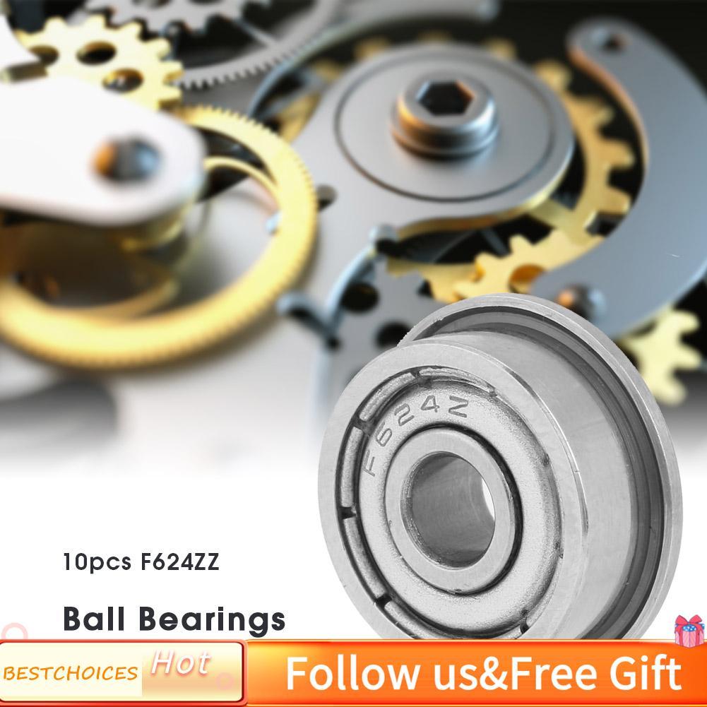 Bestchoices Bestchoices Double-Shielded Miniature Flanged Ball Bearings 4x13x5mm F624ZZ 10 ชิ้น