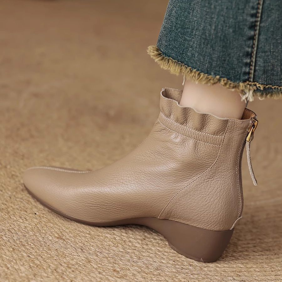 sasufn รองเท้าบู้ทหญิง อุ่น คลาสสิก Steve Madden รองเท้าหนาว กันหนาว ส้นสูง Wedge ขนแกะ CHANEL