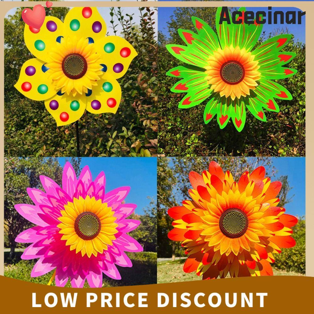 ACECINAR หมุนดอกทานตะวัน, PVC Multistyles Sunflower Windmill, เส้นผ่านศูนย์กลาง 36 ซม.สวน Yard Wind Spinner ปาร์ตี้กลางแจ้ง Picnic Decor