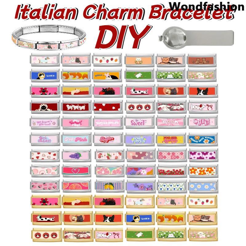 รูปแบบยาวสัตว์เลี้ยงชุดอิตาเลี่ยนสร้อยข้อมือ Charm Fit 9 มม.สร้อยข้อมือสแตนเลส DIY เครื่องประดับทําอุปกรณ์เสริม Retro บุคลิกภาพโมดูลสร้อยข้อมืออุปกรณ์เสริม