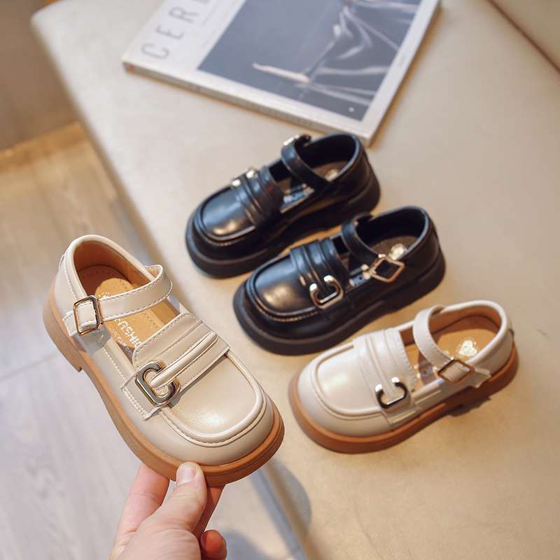 รองเท้าหนังขนาดเล็กสำหรับเด็ก ฤดูใบไม้ผลิและใบไม้ร่วง แฟชั่น Velcro สไตล์เจ้าหญิง GZOX