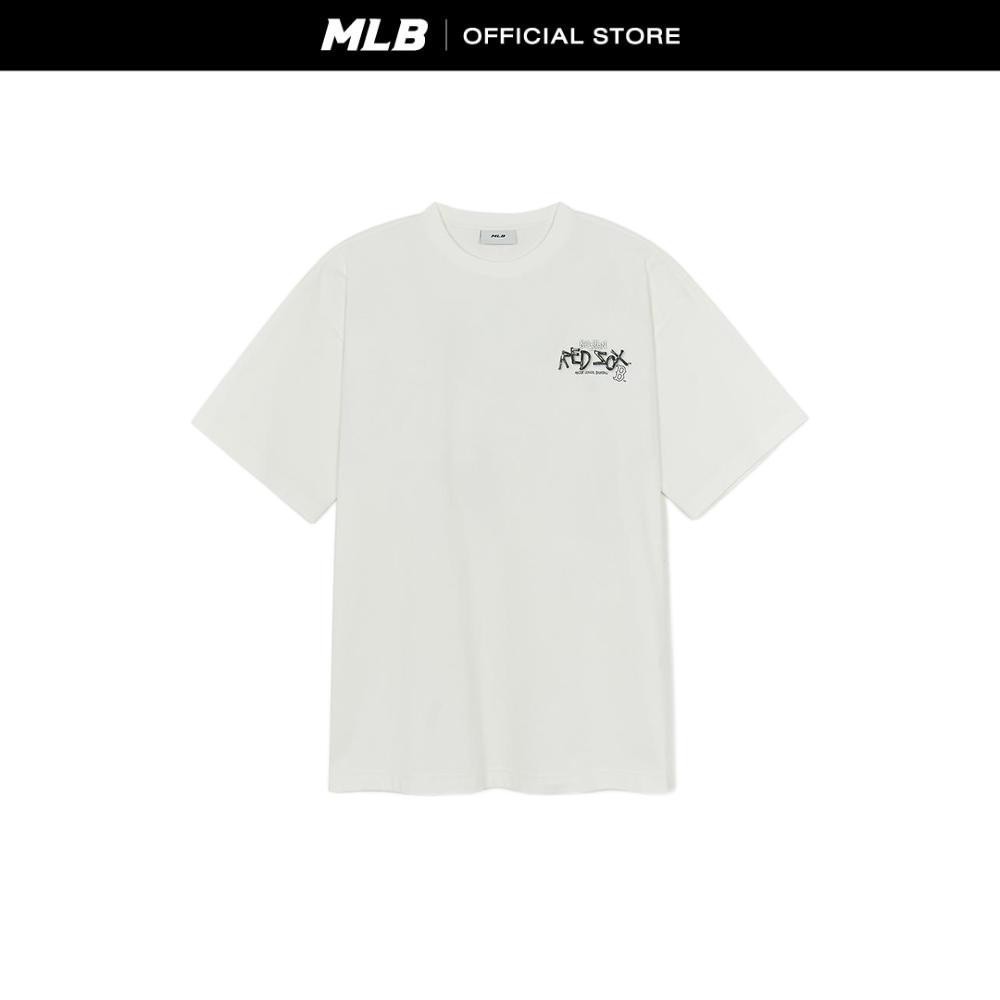 MLB เสื้อยืด ยูนิเซ็กส์ Basic Street Logo Mega Over Fit T-Shirts รุ่น 3ATSB1154 43IVS สีขาวงาช้าง
