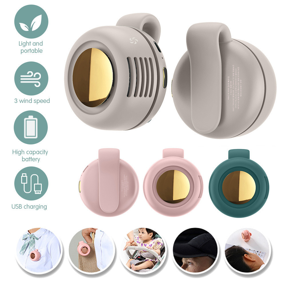 [ขายดี] Small Cyclone usb Small Fan Clip Fan Clip Collar Hang Waist Portable Buckle Fan