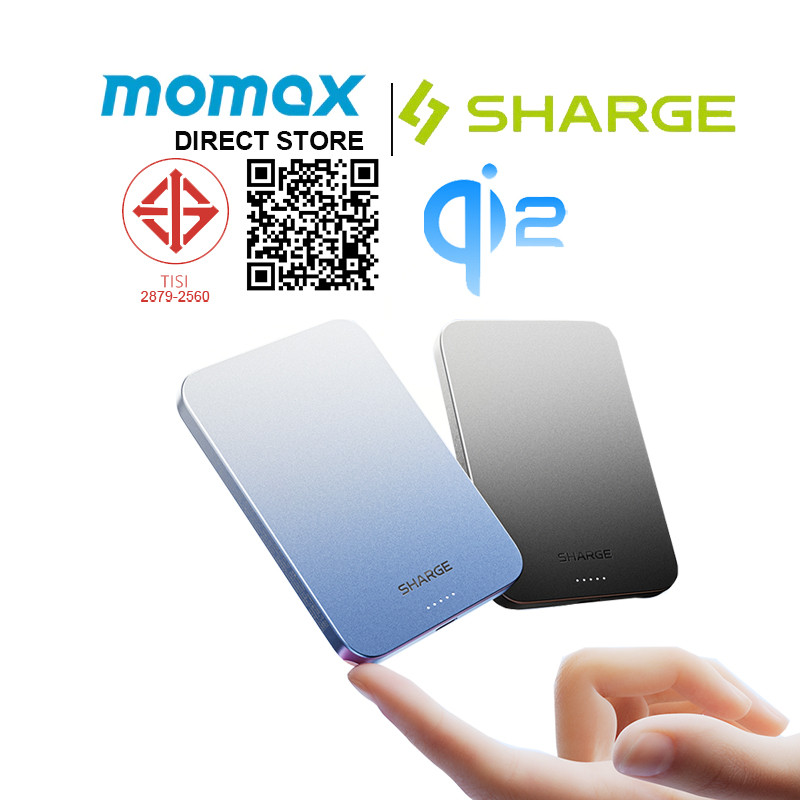 SHARGE 5000mAh 10000 mAh Qi2 AeroMag Magnetic Power Bank Slim แบบพกพา Powerbank
