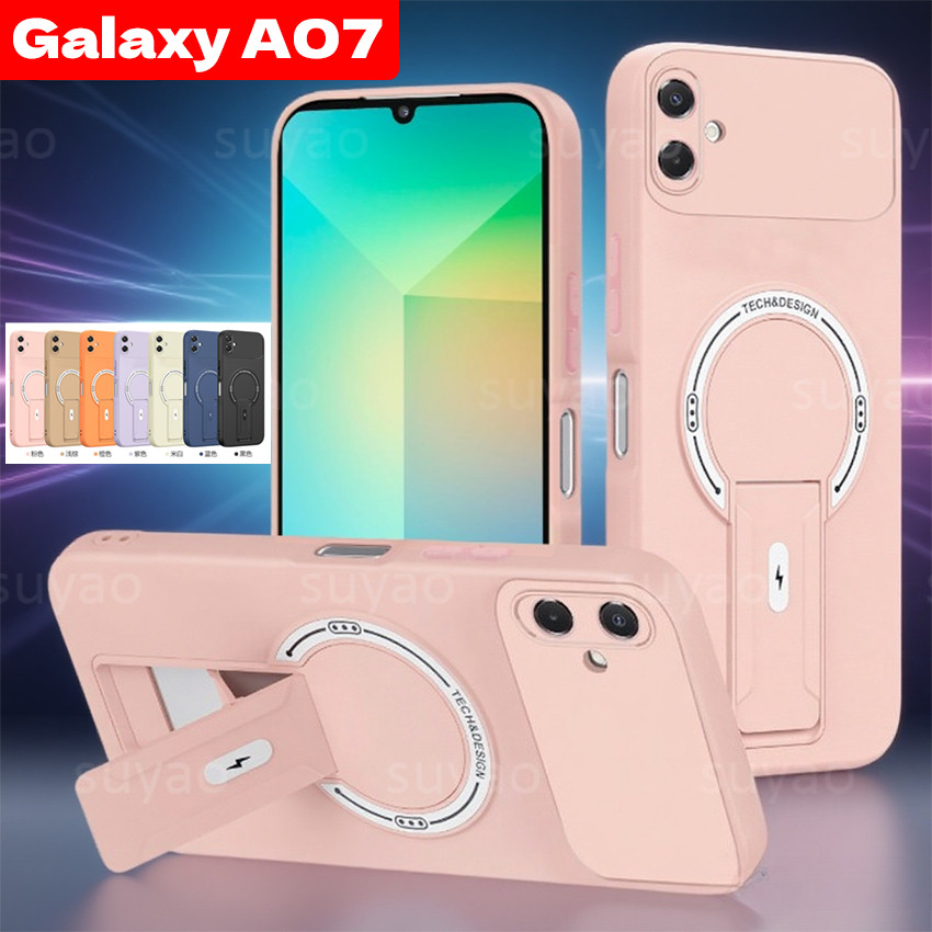 สําหรับ Samsung Galaxy A57 A17 A07 A06 2025 Candy สีคาร์บอนไฟเบอร์ผู้ถือแม่เหล็กเคสโทรศัพท์ปลอก SamsungA07 SamsungA06 A56 A36 A26 A16 เกราะกันกระแทกป้องกันปกหลัง