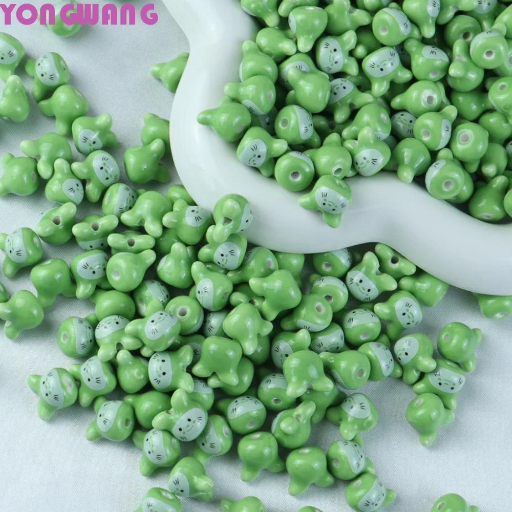 YONGWANG66HR 10 ชิ้นที่มีสีสัน Chinchillas เซรามิคลูกปัด,เซรามิคสัตว์กระต่ายน่ารักลูกปัดเซรามิค,ลูกป