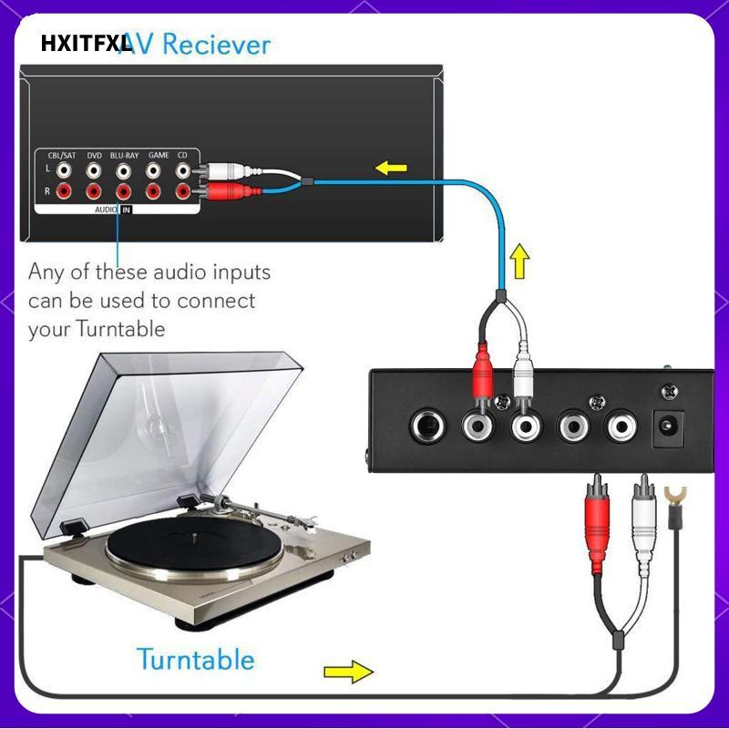 [hxitfxl] Phono Preamp สําหรับแผ่นเสียงเครื่องขยายเสียง Preamp ขนาดกะทัดรัด 12V อะแดปเตอร์ 1/4 "TRS 