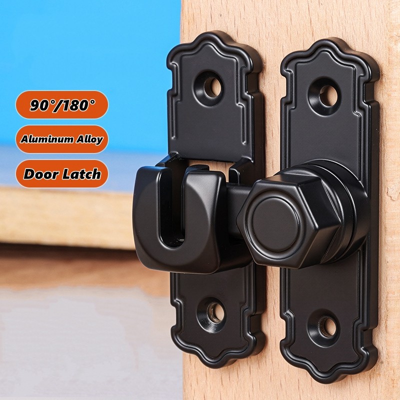 Safety Door Bolt Latch Lock 90 180 Degree Aluminum Alloy Toggle Latch Sliding barn Door Lock Black I