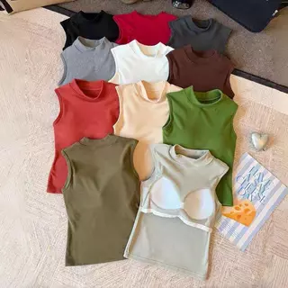 ( S-4XL ) เสื้อฐานผู้หญิง แขนกุด คอจำลอง เสื่อกักถักระดับไฮเอนด์ เสือกล้าม มีสไตล์และกระชับสัดส่วน มีให้เลือก 11 สี