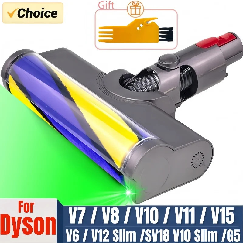 สําหรับ Dyson V7 V8 V10 V11 V15 V6 V12Slim SV18 V10Slim G5 เครื่องดูดฝุ่นไร้สาย Eugipped พร้อม LED Soft Roller ทําความสะอาดหัว