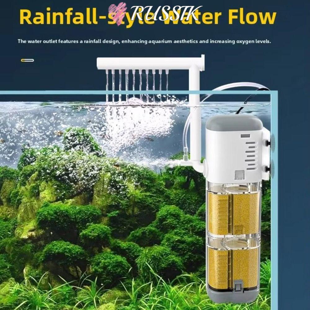 RUSSIK 1 ชิ้น Aquarium กรองปั๊ม, 8/12/18/25W Rainshower ท่อถังปลาปั๊มลม, เงียบที่ถอดออกได้ภายในกรอง Wave Maker ถังปลากรอง Aquarium