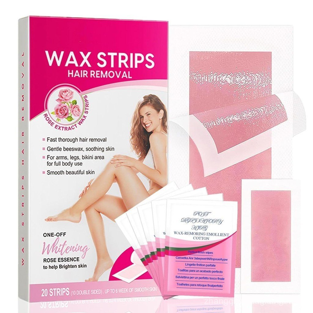 แถบขี้ผึ้งสําหรับกําจัดขน,20 ชิ้น Body Wax Strips,Waxing Kit สําหรับผู้หญิง,5 คลีนซิ่งออยล์ Towelett