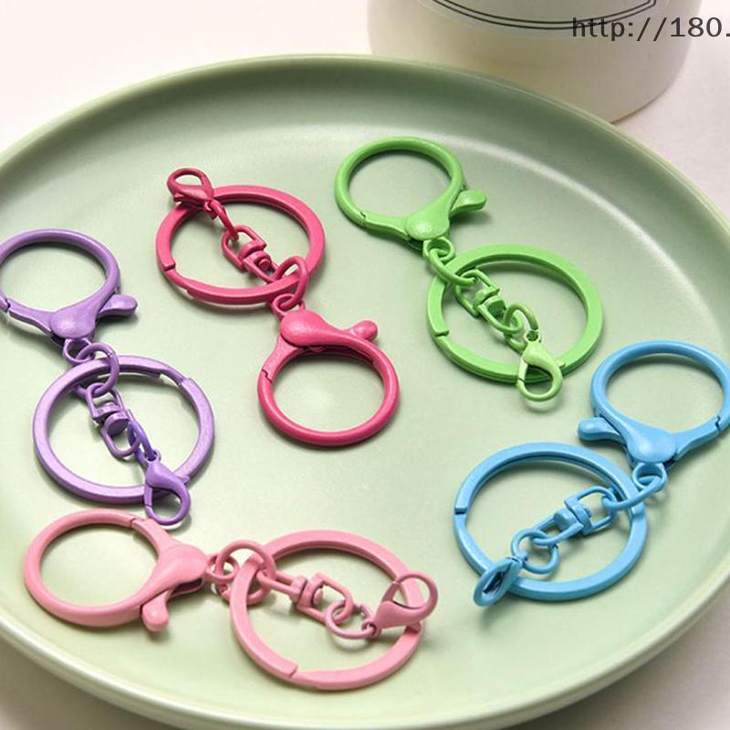 อุปกรณ์ทำพวงกุญแจ DIY 10 ชิ้น หลากสี พร้อมกุ้งก้ามกราม หัวเข็มขัดปรับได้ และตะขอ