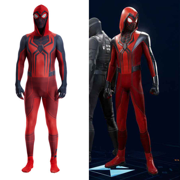 ชุดแมงมุม เสื้อคลุม Miles Morales สีแดง พร้อมใช้สำหรับ HALLOWEEN และ Anime Costume