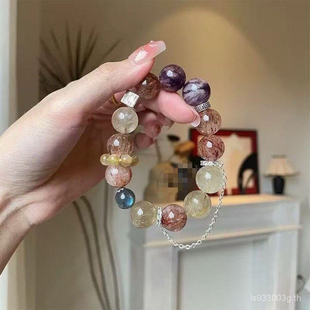 สร้อยข้อมือมูนสโตนและคริสตัล สีดำและสีเหลือง พร้อมให้เป็นของขวัญพิเศษ VZIO