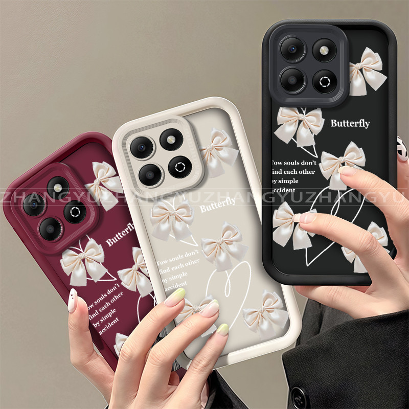 เหมาะสําหรับ Honor X8A X8B X6A X6B เคสโทรศัพท์ผีเสื้อโบว์ anti drop ถุงลมนิรภัยซิลิโคน TPU soft shell 024