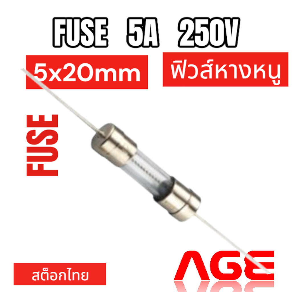 Fuse 5A 250V, 5X20mm,ฟิวส์หางหนู