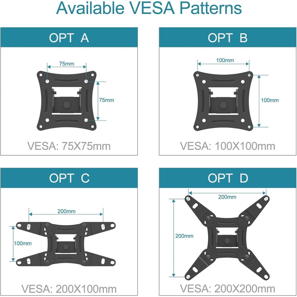 EVERVIEW Full Motion TV Monitor Wall Mount Bracket Articulating Arms Swivel Tilt Extension Rotation 