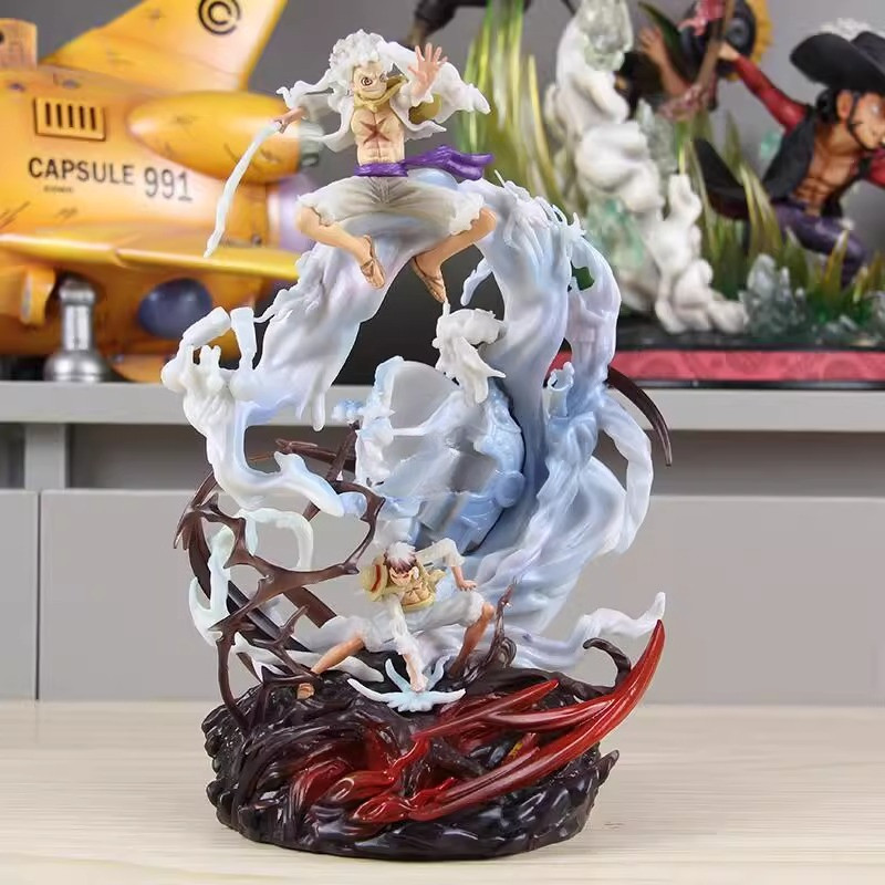 25 ซม. ONE PIECE Luffy คอสเพลย์ Sun God Nika Gen5 Action Figure รุ่น Q ตุ๊กตาของขวัญเด็กตกแต่งรถเครื่องประดับของเล่นคอลเลกชันตกแต่งบ้านประติมากรรมMLML