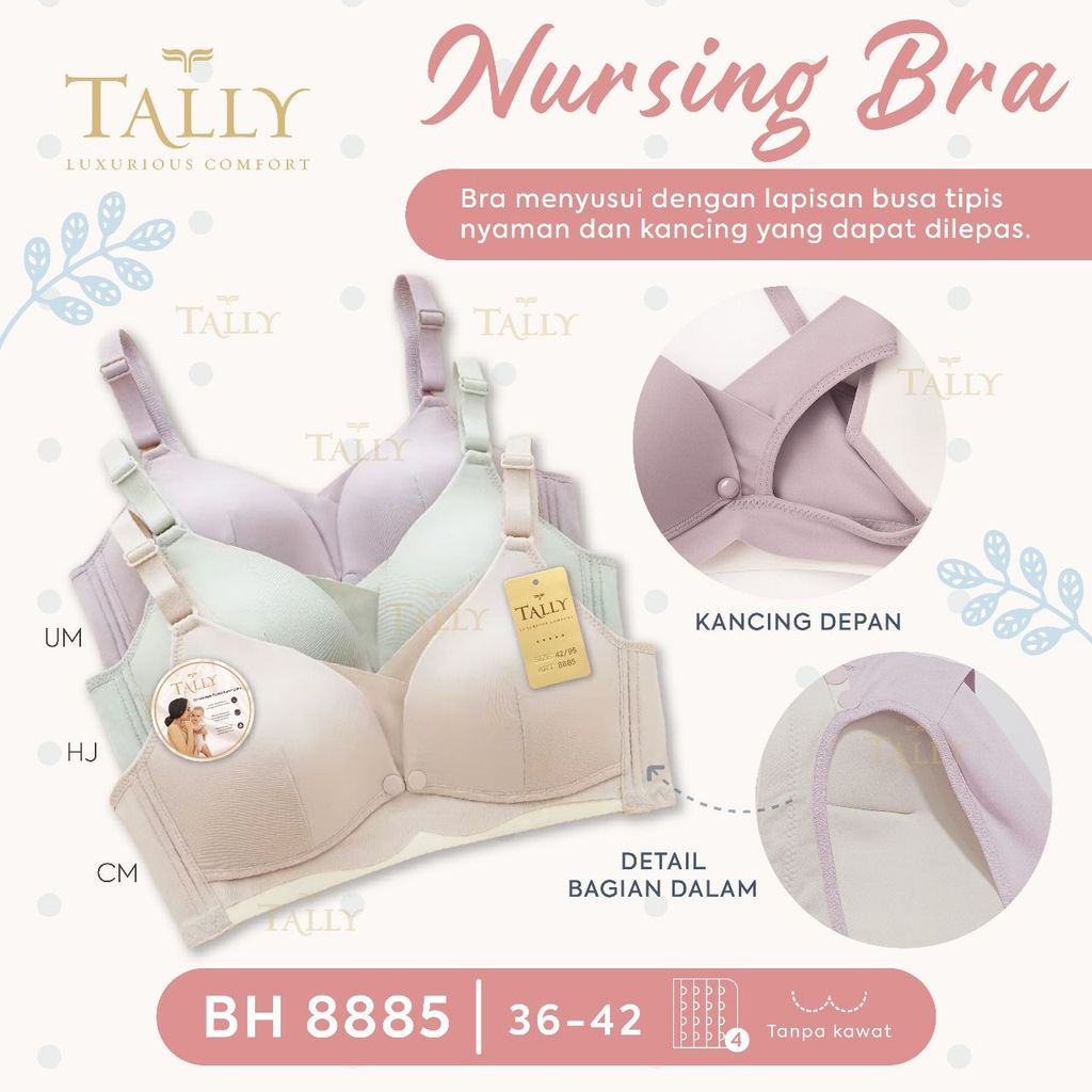 TALLY BRA NOURSING BRA 8885 I SMOOTH NYLON MATERIAL I SIZE 36 - 42 I CUP CI FULL CUP I ปุ่มด้านหน้า 
