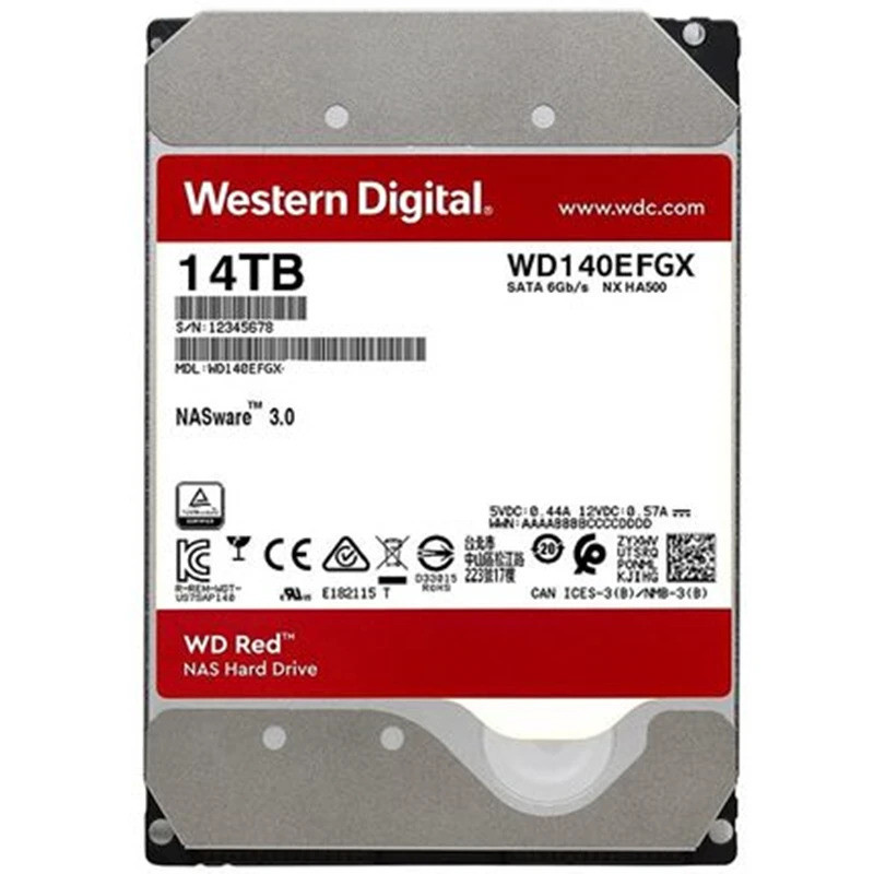 WD Red 14TB HDD Nas ฮาร์ดดิสก์ภายใน 3.5 "7200RPM SATAIII Harddisk 14T สําหรับเครื่องบันทึก OEM WD140