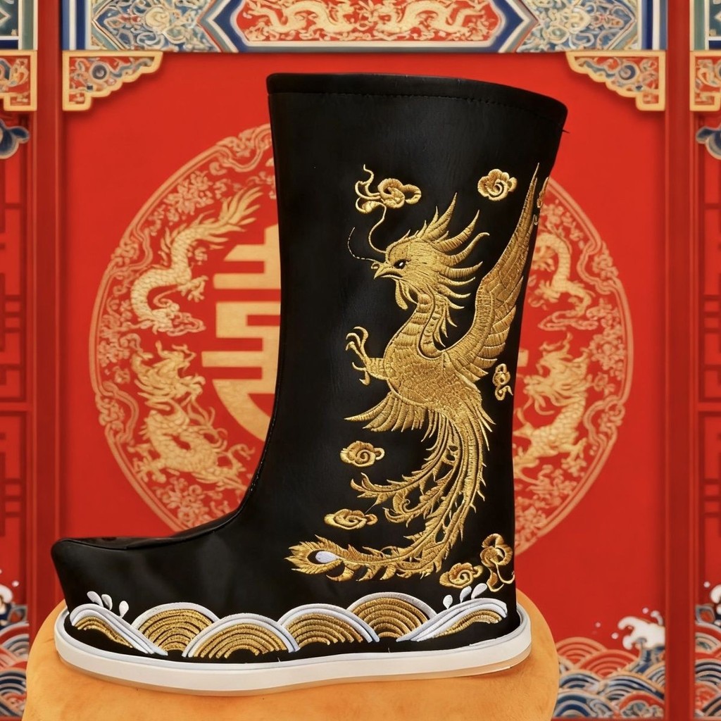 รองเท้าพิธีแต่งงานแบบจีนสำหรับเจ้าบ่าวและเพื่อนเจ้าสาว ออกแบบให้เพิ่มความสูงภายใน