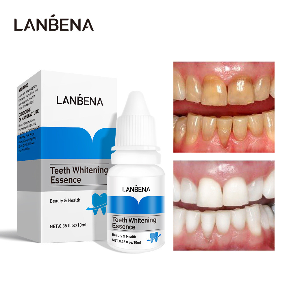LANBENA Blue Beina Plaque Remover ชุดทําความสะอาดฟันพร้อมสําลี 10 ชิ้น เอสเซ้นส์ฟอกสีฟัน