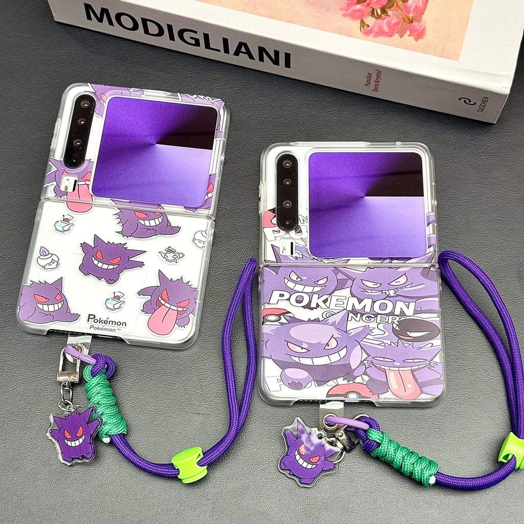 ฝาหลังสําหรับ Huawei Pura X กรณี Matte Pokemon Genger สายรัดมือเชือก Hard Pc เคสโทรศัพท์กันกระแทก