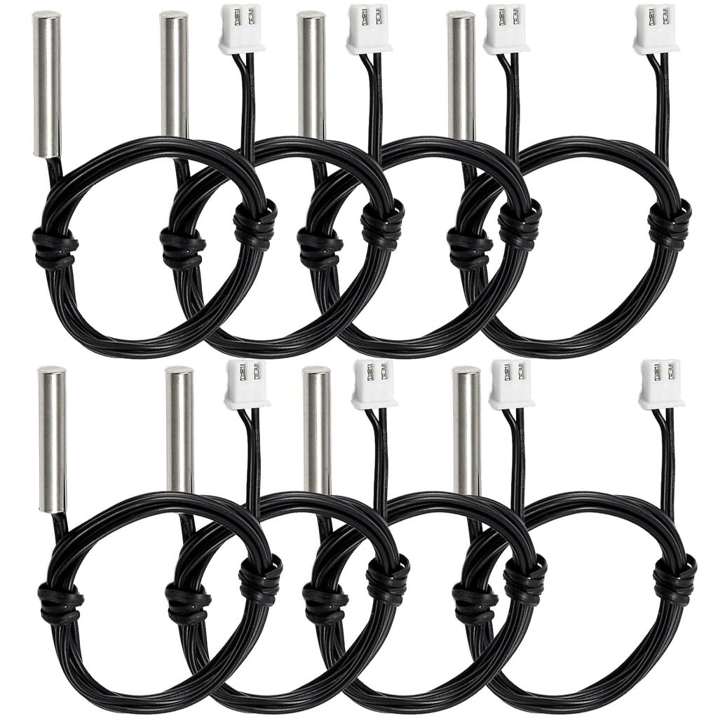 8 ชิ้น NTC Thermistor 10K ohm Temperature Sensor Probe, Fajoeda สแตนเลส NTC 10K B3950 1% พร้อม 1 เมต