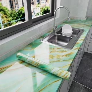 60*3/5 เมตรความชื้นหลักฐาน สติกเกอร์ ลายหินอ่อน กันน้ำ กันน้…