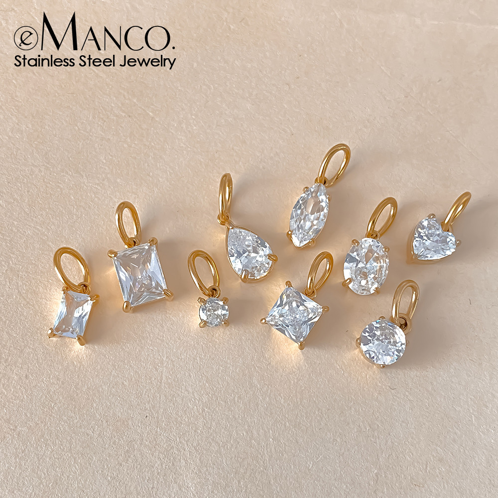 Emanco จี้เรขาคณิตสแตนเลส และเพชรสังเคราะห์ Charm สำหรับทำสร้อยคอมือเองและสร้อยข้อมือ พร้อมอุปกรณ์ทำต่างหู